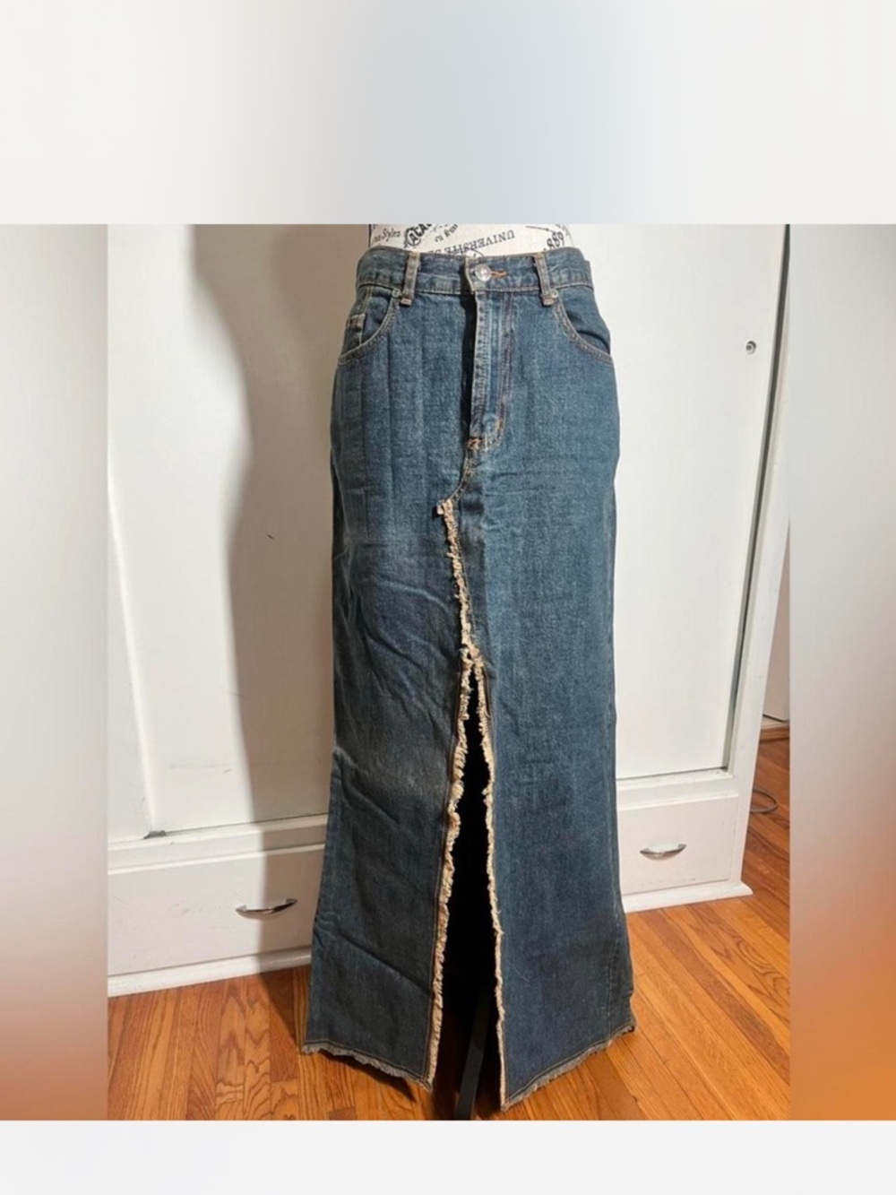 Vintage XOXO Denim Maxi Skirt with Front Slit